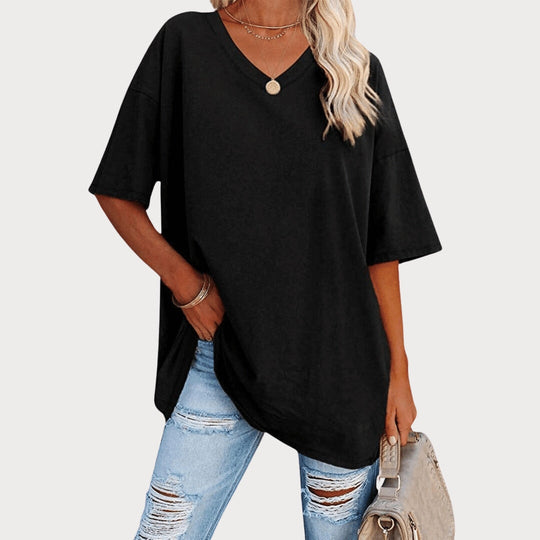 Caterina | Comfortable V-neck sweater with short sleeves