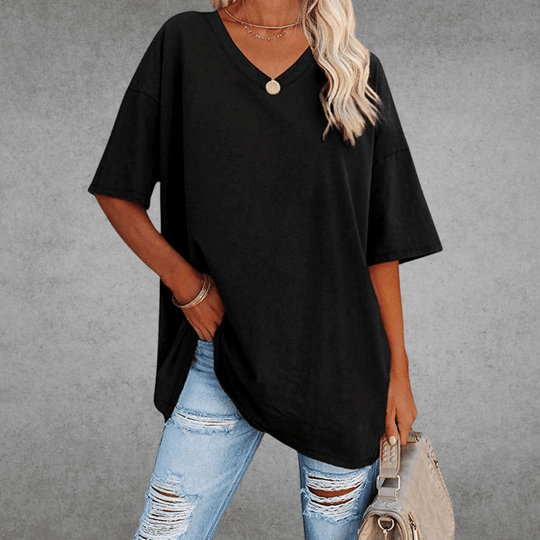 Caterina | Comfortable V-neck sweater with short sleeves