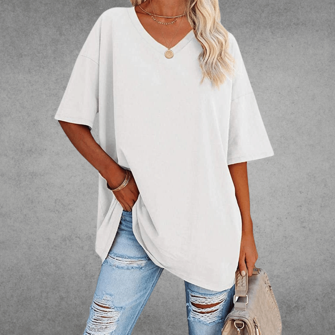 Caterina | Comfortable V-neck sweater with short sleeves