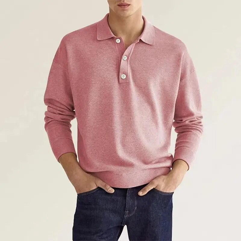 Larry | Long-Sleeve Polo Shirt - Maximum Elegance and Comfort