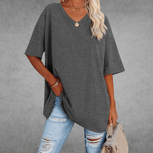 Caterina | Comfortable V-neck sweater with short sleeves