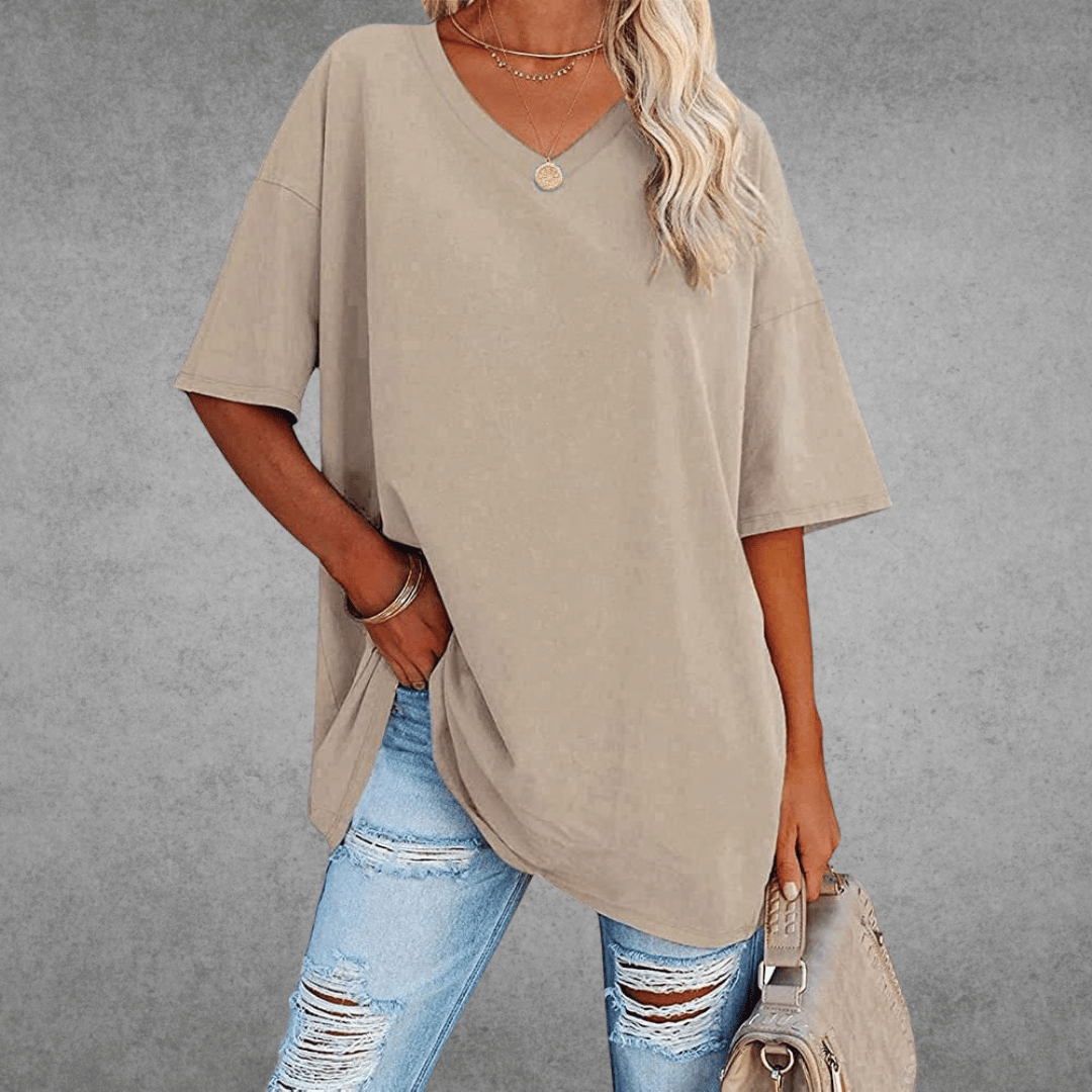 Caterina | Comfortable V-neck sweater with short sleeves