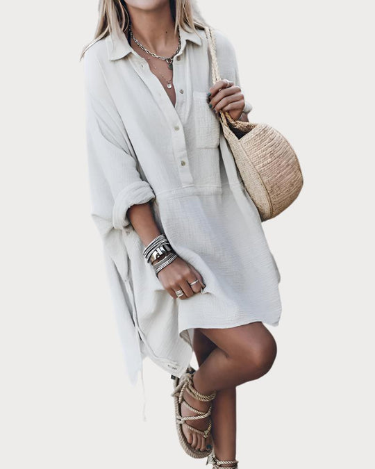 Dahlia | Chic Shirt Dress In Cotton Blend