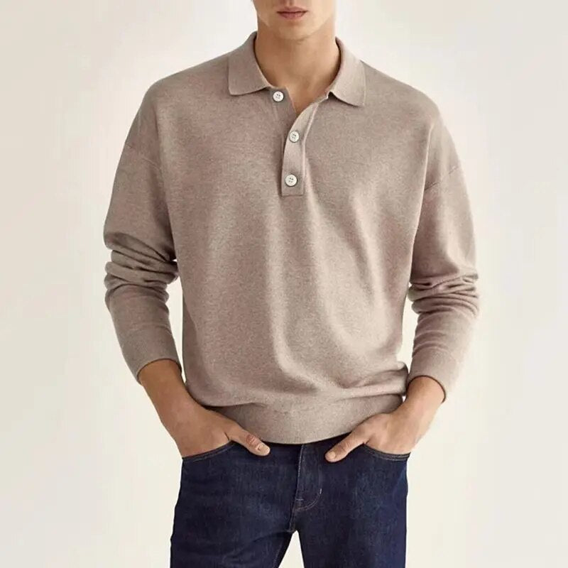 Larry | Long-Sleeve Polo Shirt - Maximum Elegance and Comfort