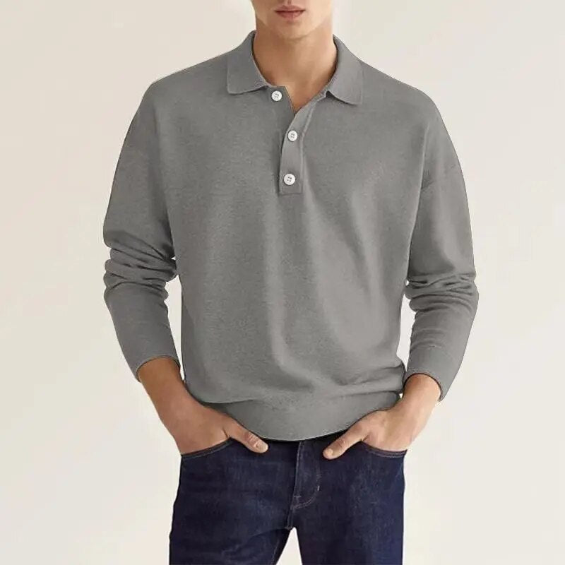 Larry | Long-Sleeve Polo Shirt - Maximum Elegance and Comfort