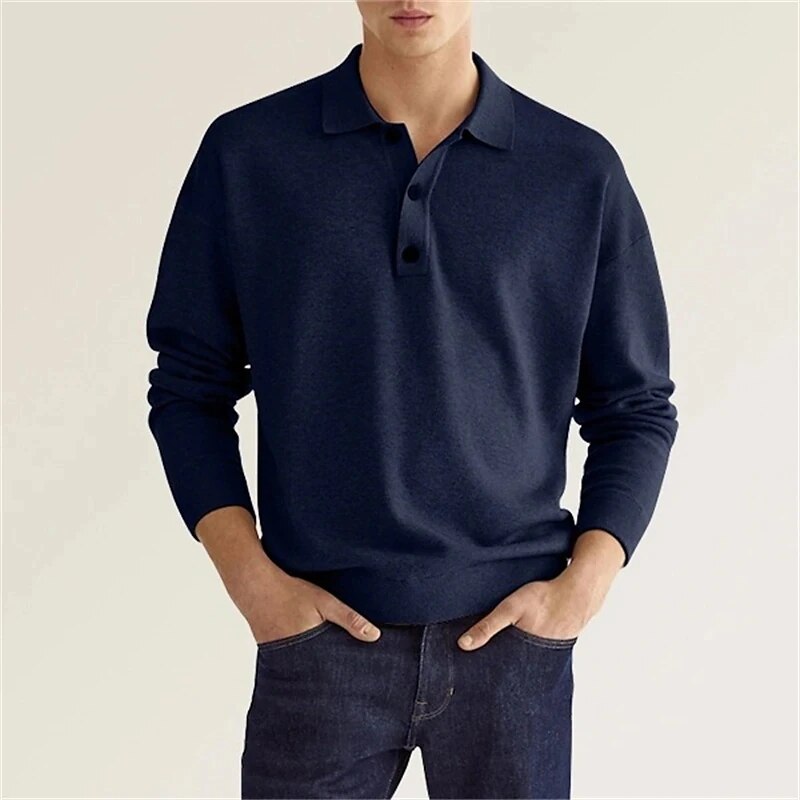 Larry | Long-Sleeve Polo Shirt - Maximum Elegance and Comfort